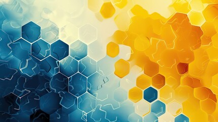 Wall Mural - wallpaper abstract illustration hexagons with yellow and dark oranges , light blue