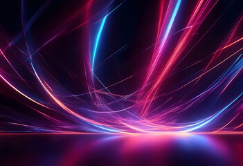 Wall Mural - A vibrant abstract background featuring dynamic streaks of neon lights in shades of pink, blue, and purple against a dark backdrop.