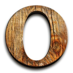 Wall Mural - o capital letter in wood texture isolated on a white background