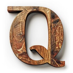 Wall Mural - q capital letter in wood texture isolated on a white background