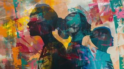 Naklejka na meble  Family, American identity, techno-futurism painting, abstract expressionism, UHD.