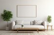 © Suwanlee - Empty frame hanging on wall in modern living room