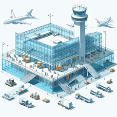 Canvas Print - vector of airport in white background  