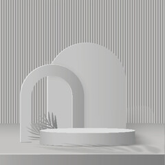 Wall Mural - 3d white color podium and minimal white wall scene Vector