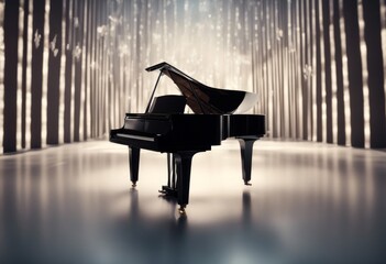 Wall Mural - musical piano black acoustic glossy instrument grand isolated white music classical object single style background string keyboard concert shiny entertainment three