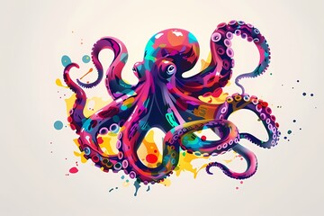 Wall Mural - wpap pop art. illustration of an octopus