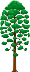 Sticker - Cartoon jungle rainforest tree. Isolated vector tropical plant, its lush, vibrant leaves and thick, sturdy trunk embody the essence of a verdant, untouched wilderness. Exotic prehistoric vegetation