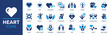© Icons-Studio - Heart icon set. Containing life, heartbeat, caring, passion, healthcare, emotional, like, charity and more. Solid vector icons collection.