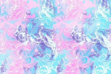 Poster - Delicate blue and pink swirls creating an abstract wavy pattern