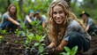 © sakareeya - A group of volunteers planting trees in a community park, with everyone smiling and working together to improve the environment. List of Art Media Photograph inspired by Spring magazine