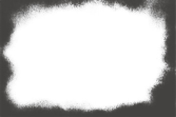 Poster - Dotted vector background with halftone effect. Comic wavy gradient border on white backdrop. Old grainy abstract frame. Retro graphic texture.