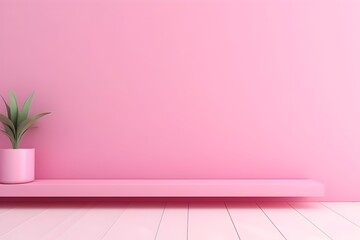 Wall Mural - Minimalist Pink Interior Architecture Studio with Blank Wall for Exhibit or Product Display