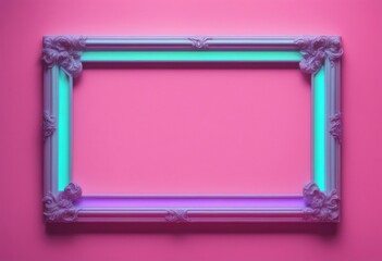 Wall Mural - frame background neon 3d pastel colors wall rendering abstract art banner bar blank blue border bright casino chrome club colours colourful concept copy decoration