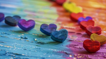 Valentine Hearts on colorful Background