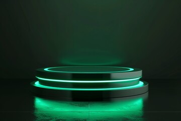 Sticker - A green stage with a green lighted rim