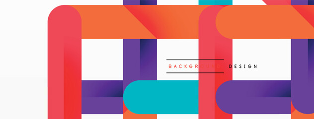 Poster - The design features a red, purple, and blue geometric pattern against a white backdrop, creating a vibrant and colorful visual contrast