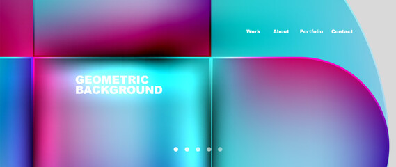 Poster - Bright colorful squares with round elements minimal geometric background. Vector Illustration For Wallpaper, Banner, Background, Card, Book Illustration, landing page