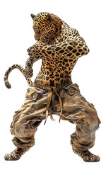 Poster - Muscular Leopard Humanoid Isolated