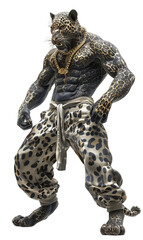 Poster - Black Leopard Humanoid Isolated