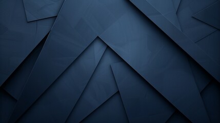 Wall Mural - : A sleek, dark blue abstract background featuring layered geometric shapes with a shiny finish, perfect for a corporate presentation,