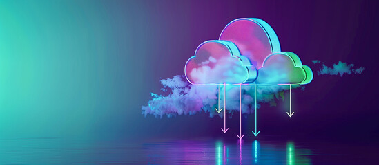 Fototapete - futuristic Cloud storage technology online server concept background
