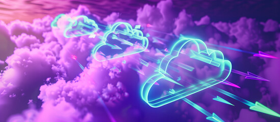 Fototapete - futuristic Cloud storage technology online server concept background