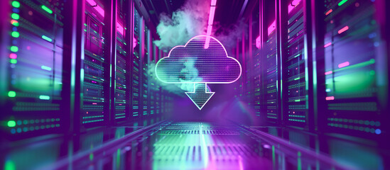 Fototapete - futuristic Cloud storage technology online server concept background