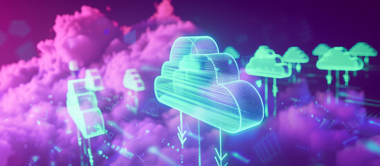 Fototapete - futuristic Cloud storage technology online server concept background