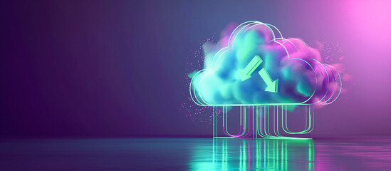 Fototapete - futuristic Cloud storage technology online server concept background