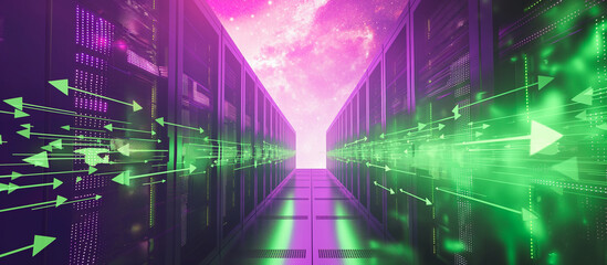 Fototapete - futuristic Cloud storage technology online server concept background