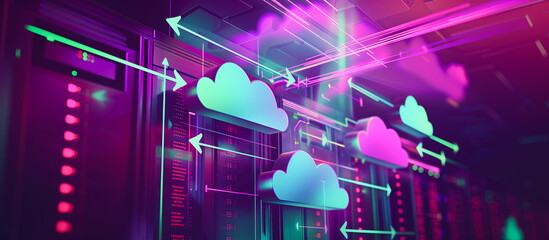 Fototapete - futuristic Cloud storage technology online server concept background