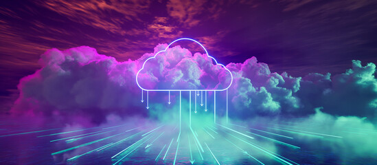 Fototapete - futuristic Cloud storage technology online server concept background
