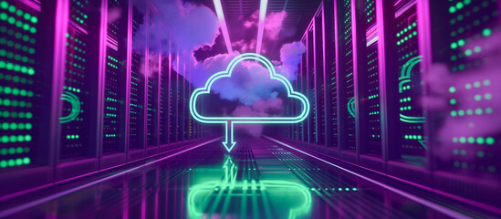 Fototapete - futuristic Cloud storage technology online server concept background