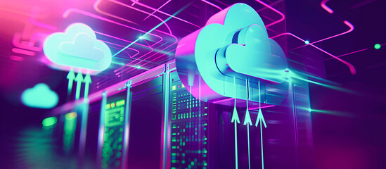 Fototapete - futuristic Cloud storage technology online server concept background