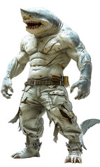 Poster - Shark Humanoid With Muscular Body Isolated