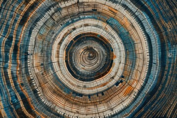 Wall Mural - Wood stump background. Round felled tree with annual rings as wood texture - generative ai