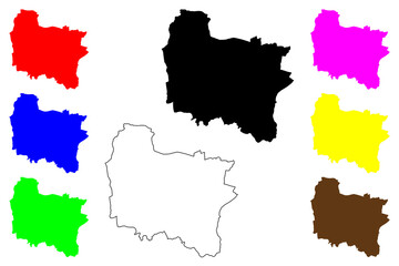  Basildon Non-metropolitan district, Borough (United Kingdom of Great Britain and Northern Ireland, ceremonial county Essex, England) map vector illustration, scribble sketch map