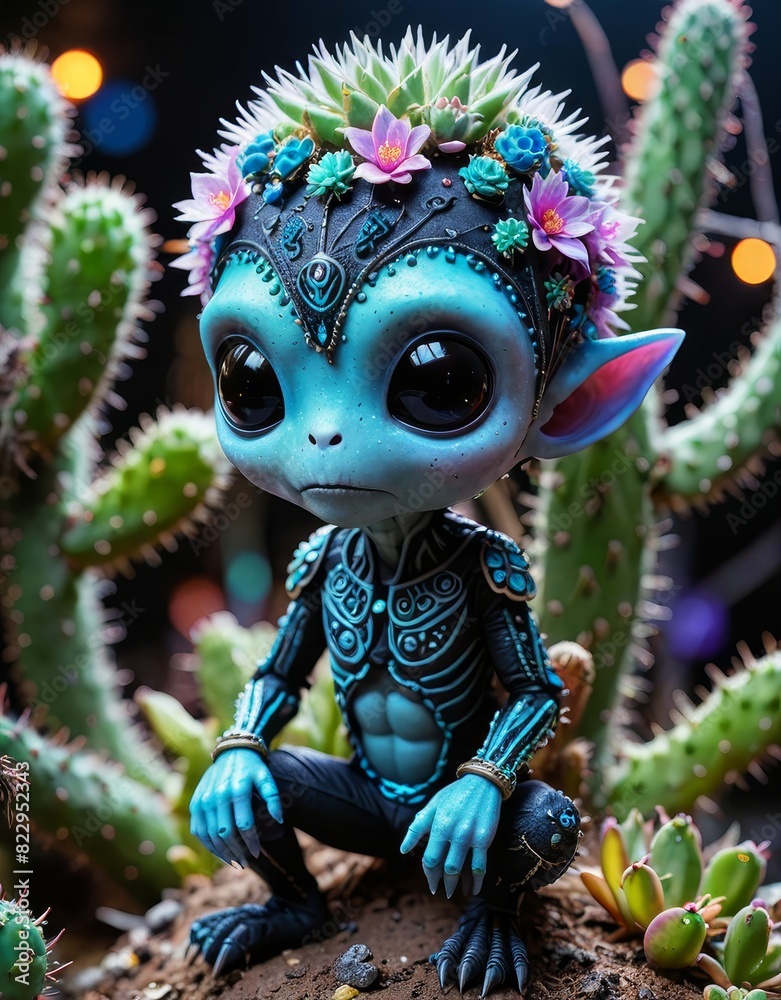Enigmatic Extraterrestrial: Captivating Realism in Cactus-Clad Alien ...