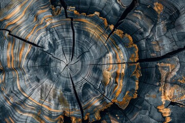 Wall Mural - Wood stump background. Round felled tree with annual rings as wood texture - generative ai