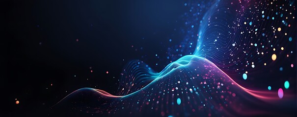Digital background for advanced technological operations, neural networks, AI, data transmission, encryption, digital archives, audio and visual representations, scientific research and etc