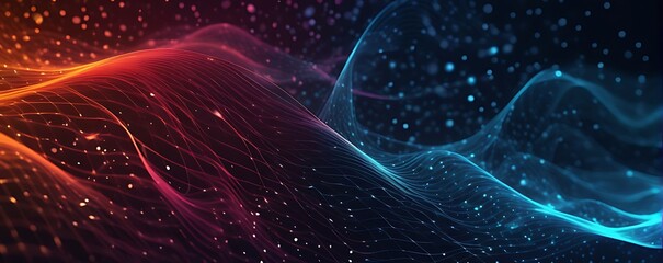 Digital background for advanced technological operations, neural networks, AI, data transmission, encryption, digital archives, audio and visual representations, scientific research and etc
