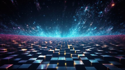 Poster - mesmerizing flow of blockchain data particles, 