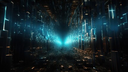 Poster - mesmerizing flow of blockchain data particles, 