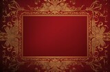 red and gold frame with gold foil on a red page, in the style of traditional animation, dark beige, maroon, ornate simplicity. Generative Ai