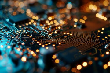 Poster - A complex, intricate circuit board, Abstract circuit background,  AI-generated
