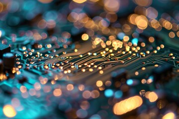 Poster - A complex, intricate circuit board, Abstract circuit background,  AI-generated