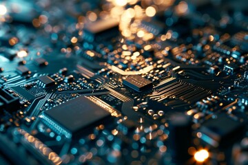 Poster - A complex, intricate circuit board, Abstract circuit background,  AI-generated