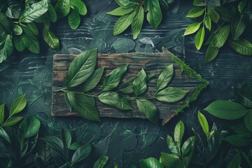 Wall Mural - Natural concept, environment and organic products. Green abstract arrow, natural design. Natural design, flyer layout, marketing material, copy space - generative ai