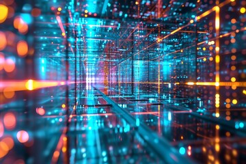 Poster - A cyberspace filled with holographic data concept, AI generated