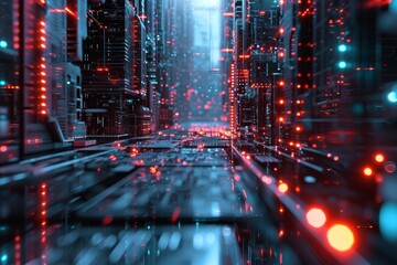 Poster - A cyberspace filled with holographic data concept, AI generated